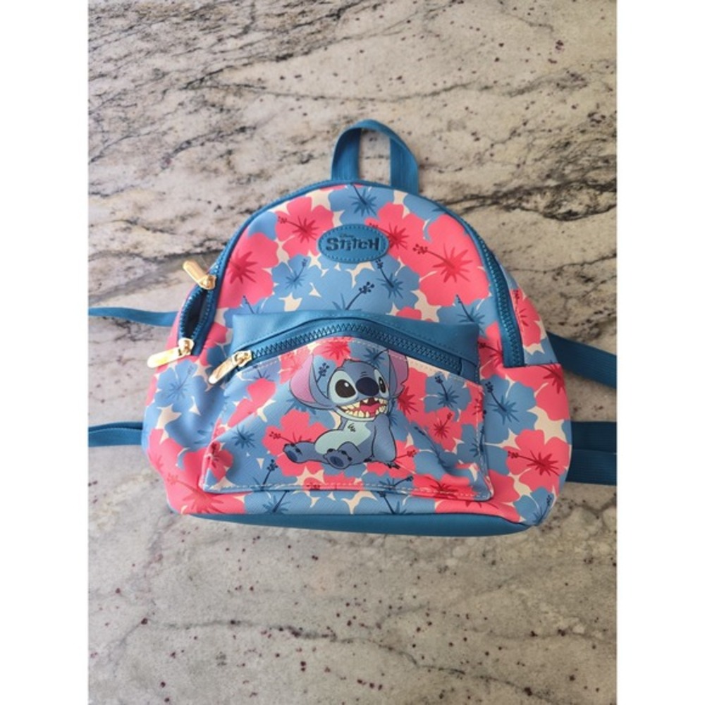 Stich Hawaaiin pink and blue 2 pocket Backpack purse